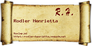 Rodler Henrietta névjegykártya